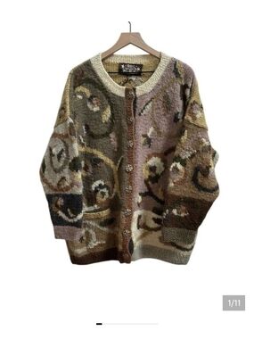 Artisan Multicolor Patch Cardigan Sweater - Mixed Earth Tones